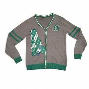 Harry Potter Slytherin Cardigan & Tie Costume Adult Size Large L Wizarding World
